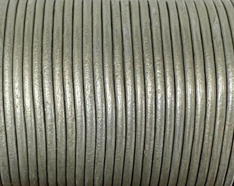 2mm Round Leather Cord Metallic Gray Premium Round Leather Cord LCR2 - Metallic Gray #11