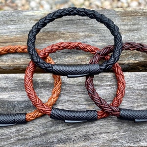 Mens Leather Bracelet, 5mm Premium 12 Ply European Leather, Men's Bracelet, Masculine Thick All Leather Bracelet, Dad Gift
