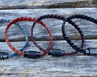 Flat braided leather bracelet - boho bracelet - women's leather bracelet - braided leather - leather jewelry - men's leather bracelet
