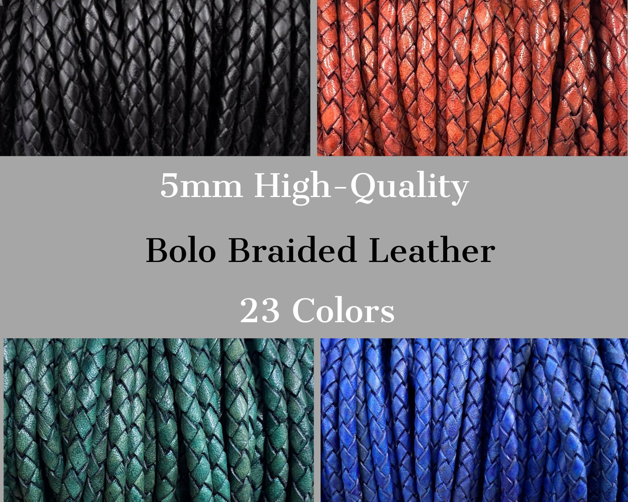 5mm Flat BRAIDED Leather Cord Genuine Flat Leather Cord Braided by