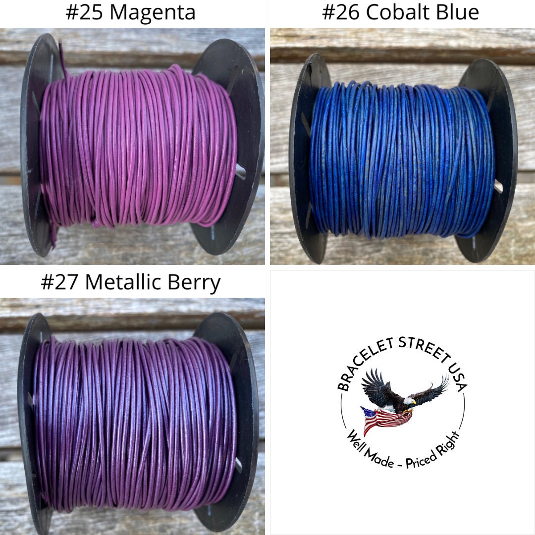 1mm Round Leather Cord - 27 Colors - Premium European 1mm Leather Cord
