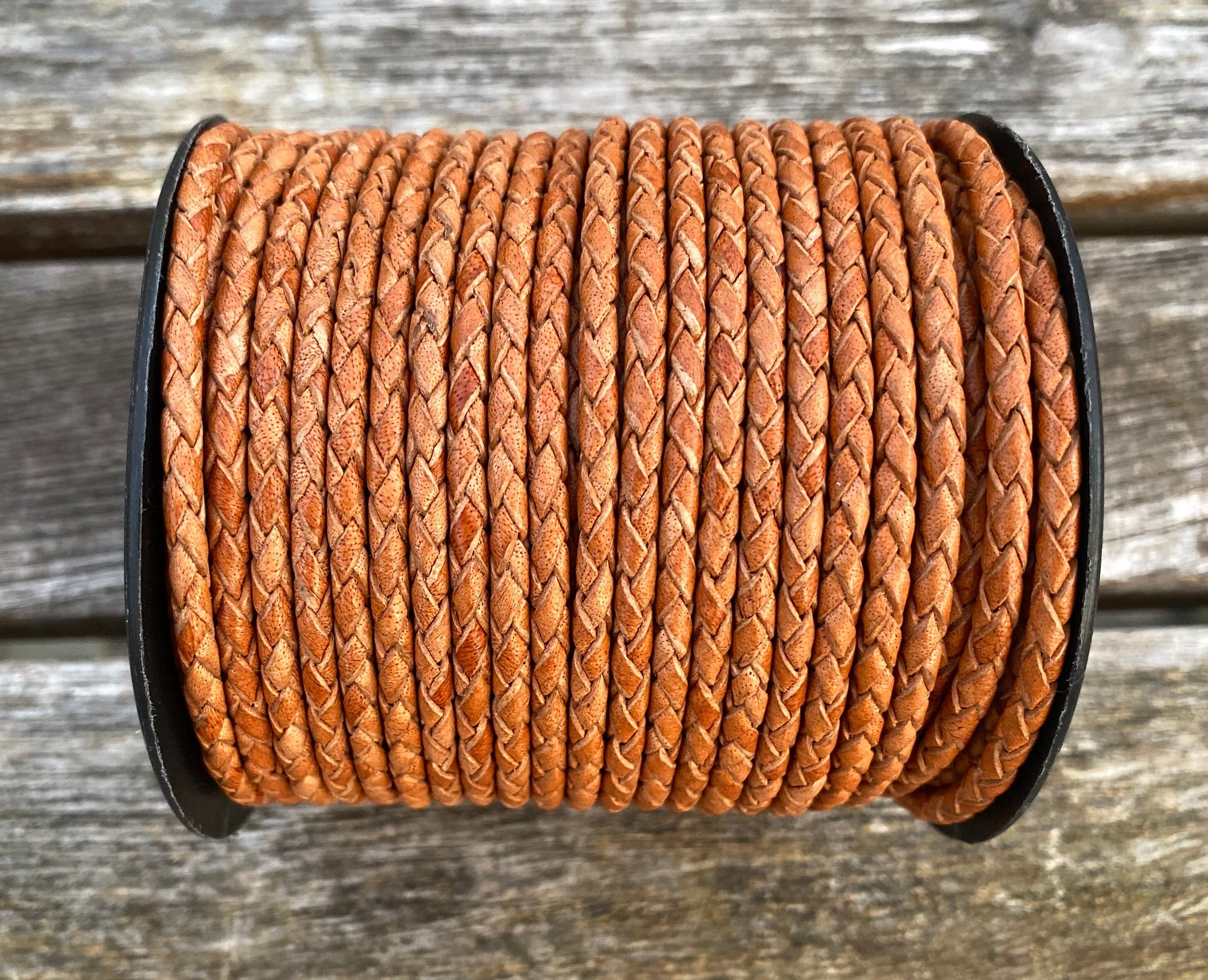 3mm Braided Leather - Premium Natural Tan - Bolo Braided Leather Cord