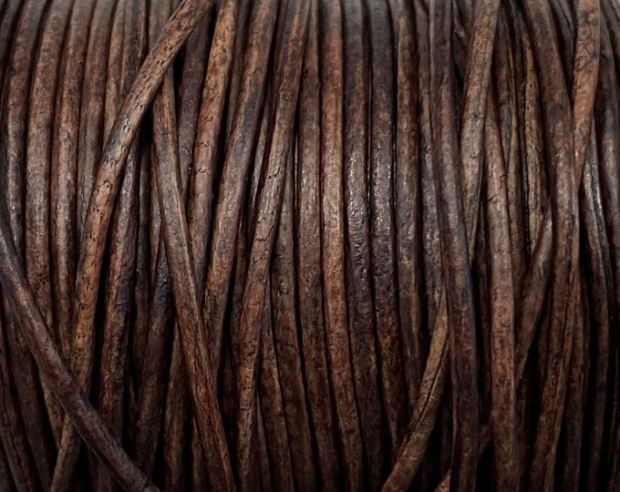 1mm Round Leather Cord - Natural Dark Brown - Premium European Leather Cord - LCR1 - 200  Natural Dark Brown #16