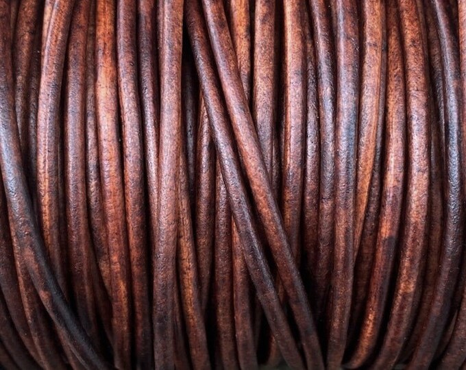 4mm Natural Antique Brown Round Leather Cord Premium Quality 4mm Round Leather Cord  LCR4 - Natural Antique Brown #24