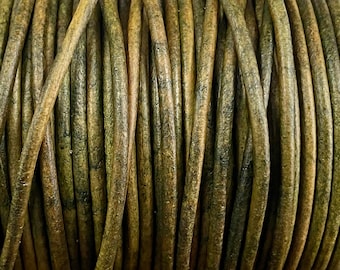 2mm Round Leather Cord Natural Green, 2mmRound Leather Cord Genuine Leather LCR2 - Natural Green #3