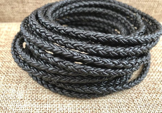 Black Braided Leather Cord, 4 Strand, 3mm, Per Foot - Jewelry Stringing  Supplies