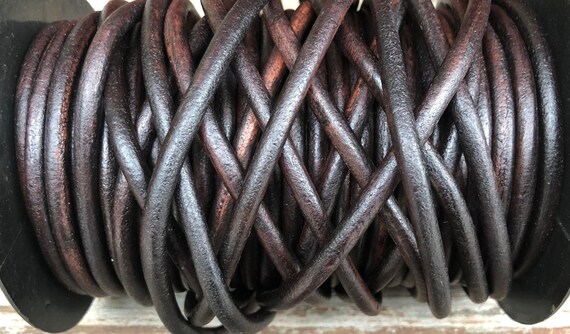 Natural Blue #4 5mm Natural Blue Round Leather Cord Premium Quality 5mm Round Leather Cord LCR5