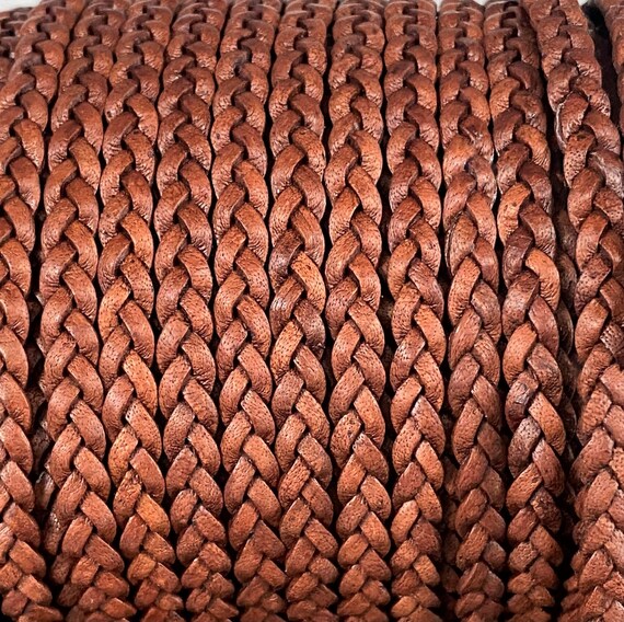 5mm Flat BRAIDED Leather Cord Genuine Flat Leather Cord Braided by