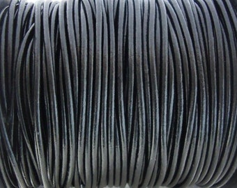 1mm Leather Cord - Black- Premium Leather Cord - LCR1 - 200 #1 Shiny Black
