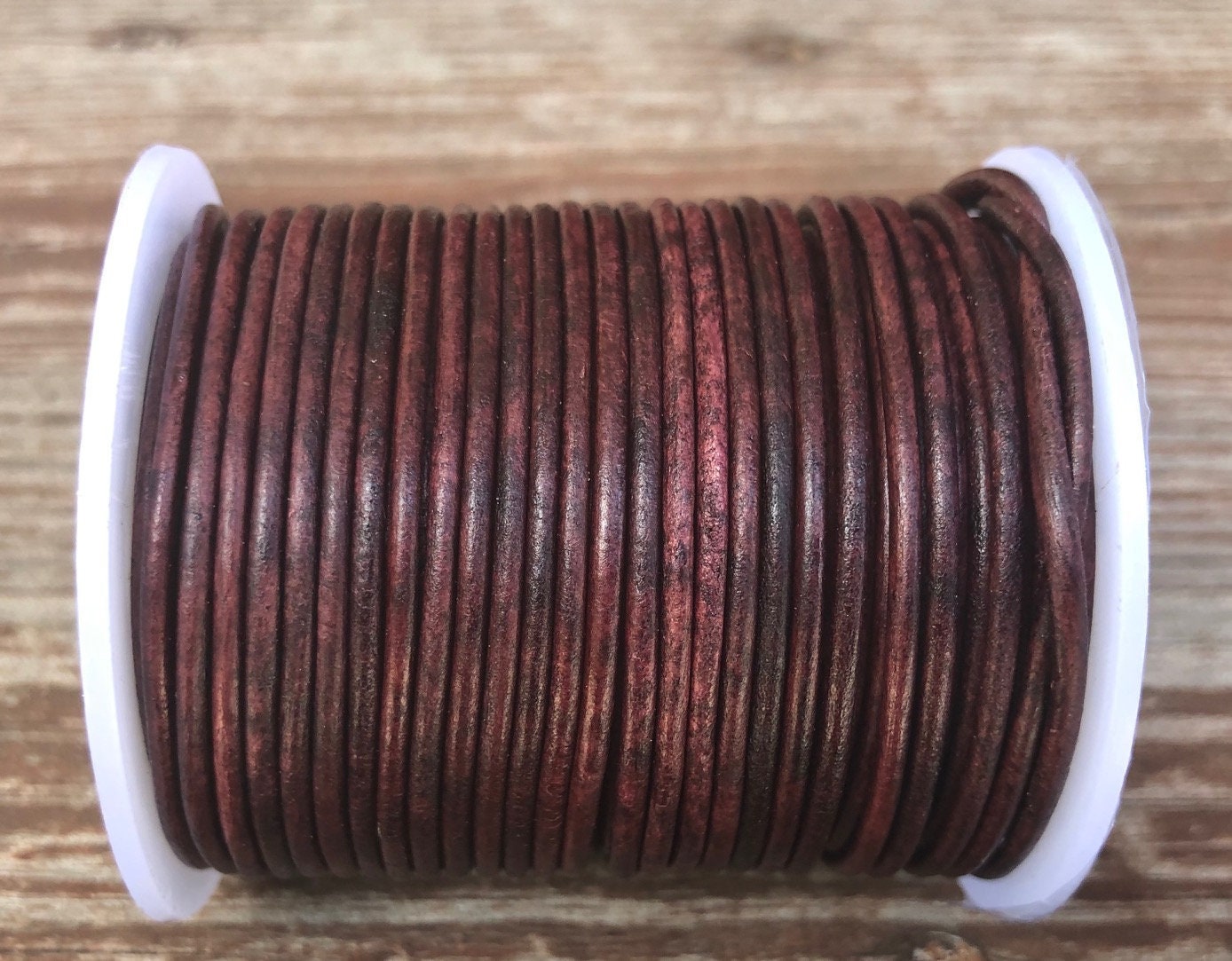 1.5mm Round Leather Cord - Antique Burgundy - Premium 1.5mm Round