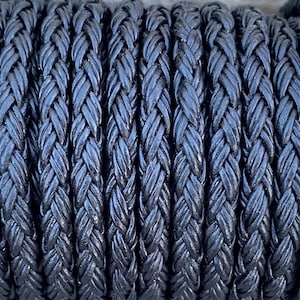 5mm Black Braided Bolo Leather Cord - By The Foot - 12 Strand Braided Cord LCBR5 12 Ply Black