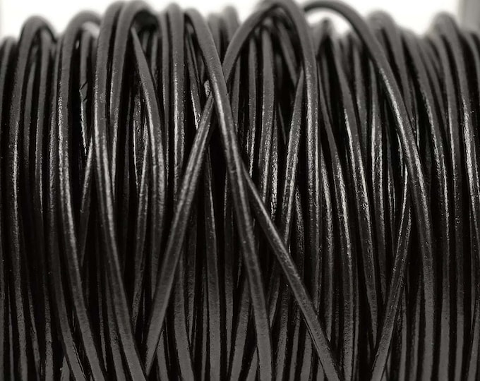 3mm Premium Black Leather Cord, High Quality European Leather, One Yard LCR3 -  3mm Premium Black #11