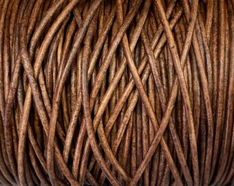 2mm Natural Vintage Brown Leather Cord 2mm Premium European Leather, 2mm Natural Vintage Brown #71P