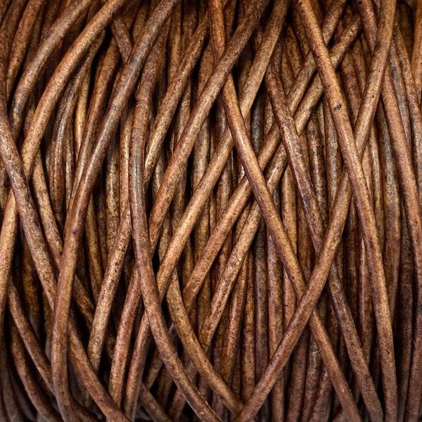 1.5mm Natural Vintage Brown Leather Cord 1.5mm Premium European Leather, LCR1.5 - 1.5mm Natural Vintage Brown #71P