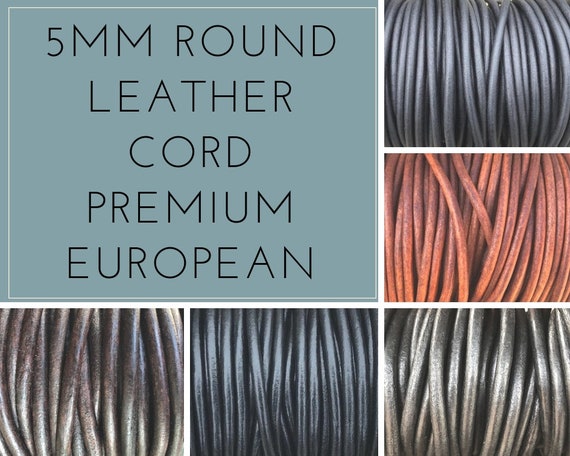 Natural Blue #4 5mm Natural Blue Round Leather Cord Premium Quality 5mm Round Leather Cord LCR5
