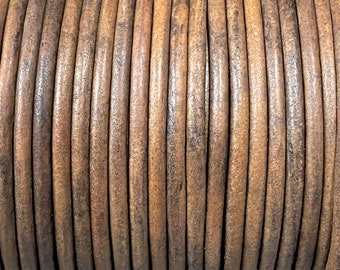 3mm Round Leather Cord - Coyote Brown - 3mm Premium Round Leather Cord LCR3 - Coyote Brown #43