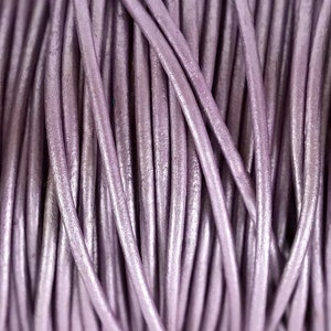 2mm Metallic Chandni Light Purple Leather Round Cord Premium European Leather Cord LCR2 - Metallic Chandni #61P