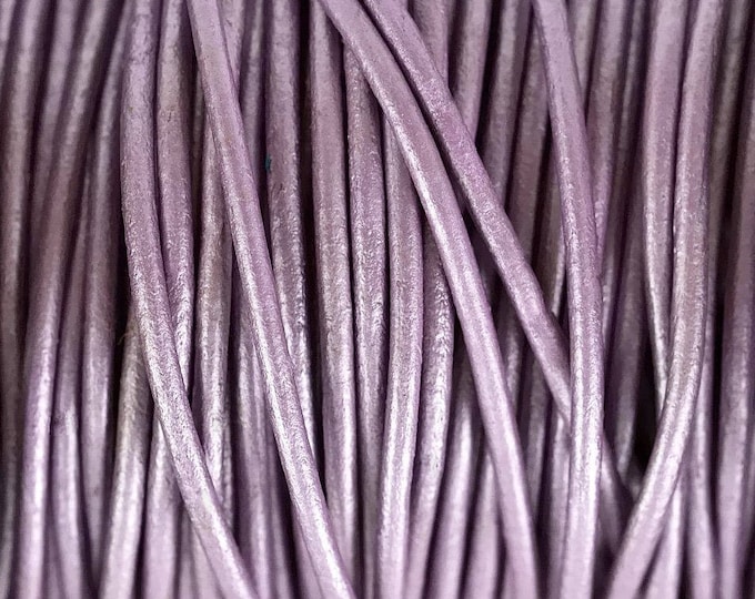 2mm Metallic Chandni Light Purple Leather Round Cord Premium European Leather Cord LCR2 - Metallic Chandni #61P