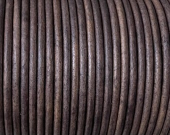 2mm Round Leather Cord - Gray Distressed - 2mm Round Leather Cord LCR2 - 2mm Leather Cord - Gray Distressed #10