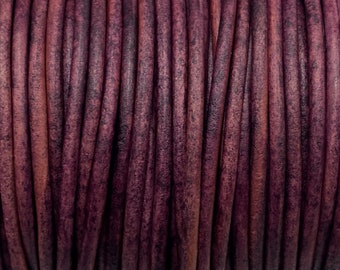 3mm Natural Violet Round Leather Cord, Premium Quality European Leather Cord By The Yard LCR3 - 3mm Natural Violet #15