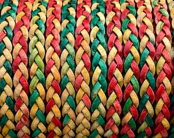 Flat Braided Leather Cord By The Yard 5mm,  Kinte Gypsy #12