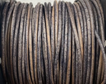 2mm Natural Gray Leather Cord 2mm Premium European Leather, LCR2 - 2mm Natural Gray #59P