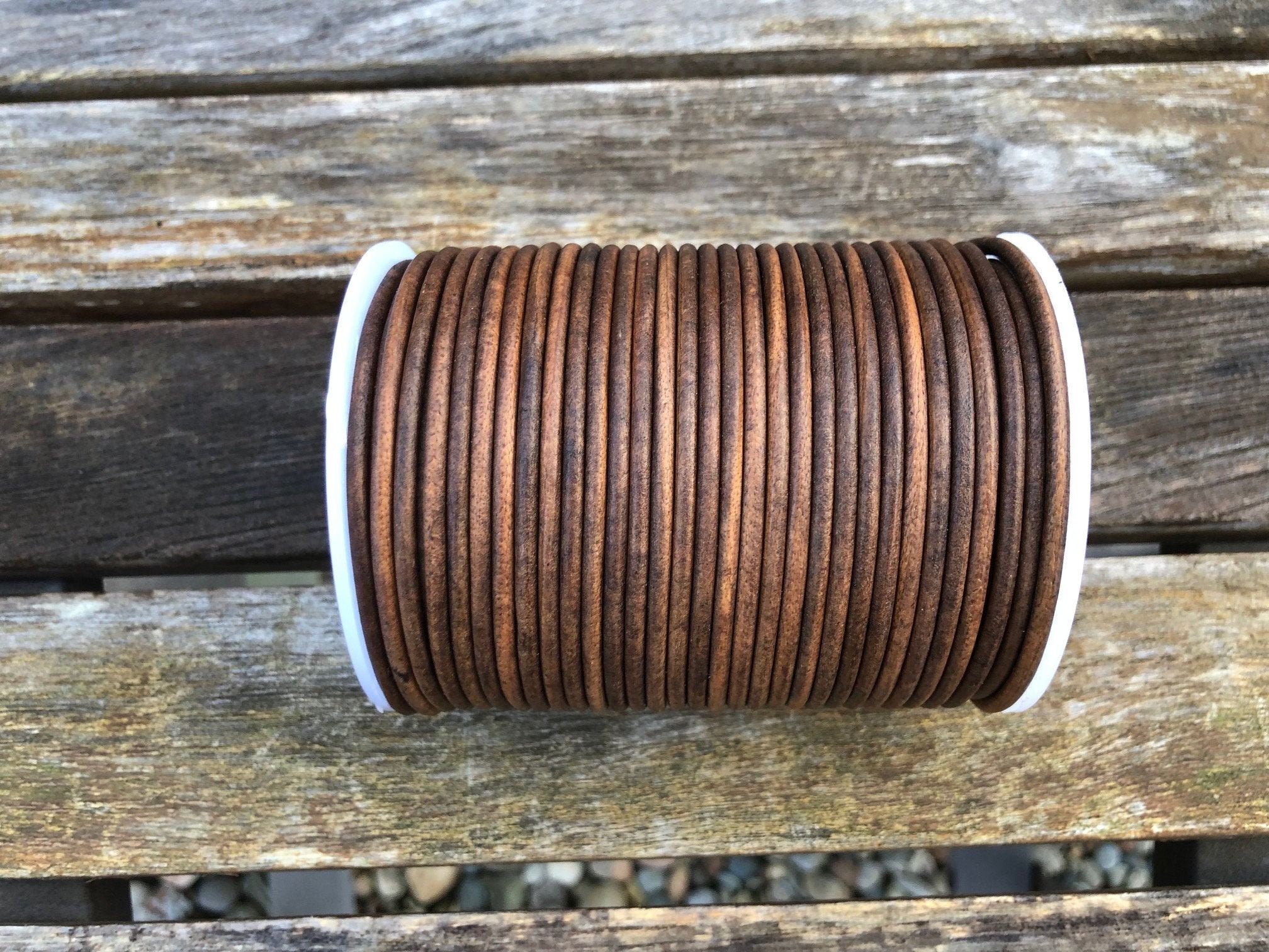 3mm Round Leather Cord - Honey Wood - Premium Indian Leather Cord - By