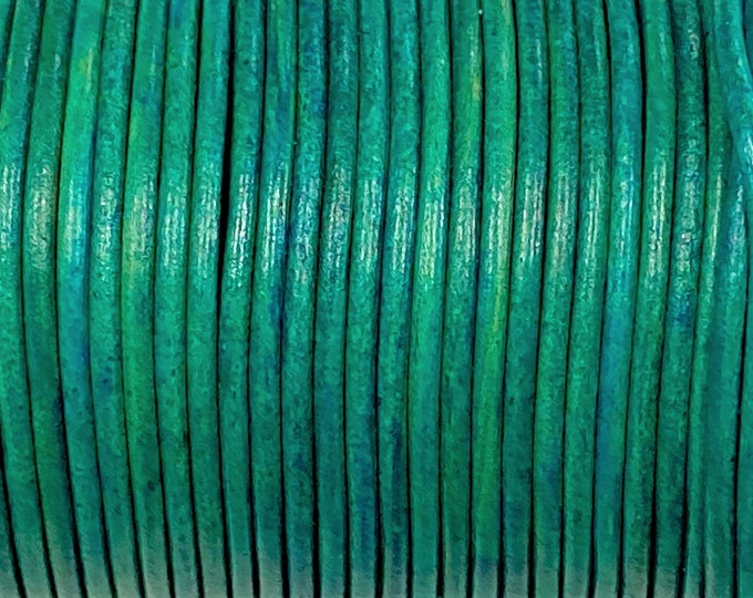 1.5mm Round Leather Cord - Turquoise Green - 1.5mm Premium Round Leather Cord LCR1.5 - Turquoise Green #17