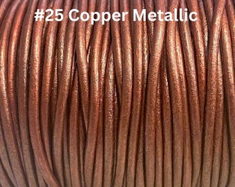 3mm Copper Metallic Leather Round Cord Premium European Leather Cord LCR3 - Copper Metallic #25