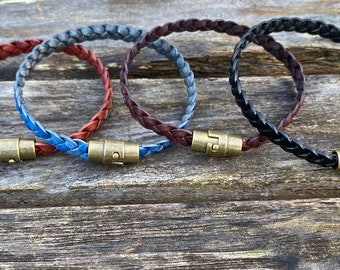 Boho bracelet - flat braided leather bracelet - women's leather bracelet - braided leather - leather jewelry - men's leather bracelet