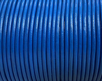 3mm Round Leather Cord - Dynamic Blue - Premium Indian Leather Cord - By The Yard - LCR3 - Dynamic Blue  #47