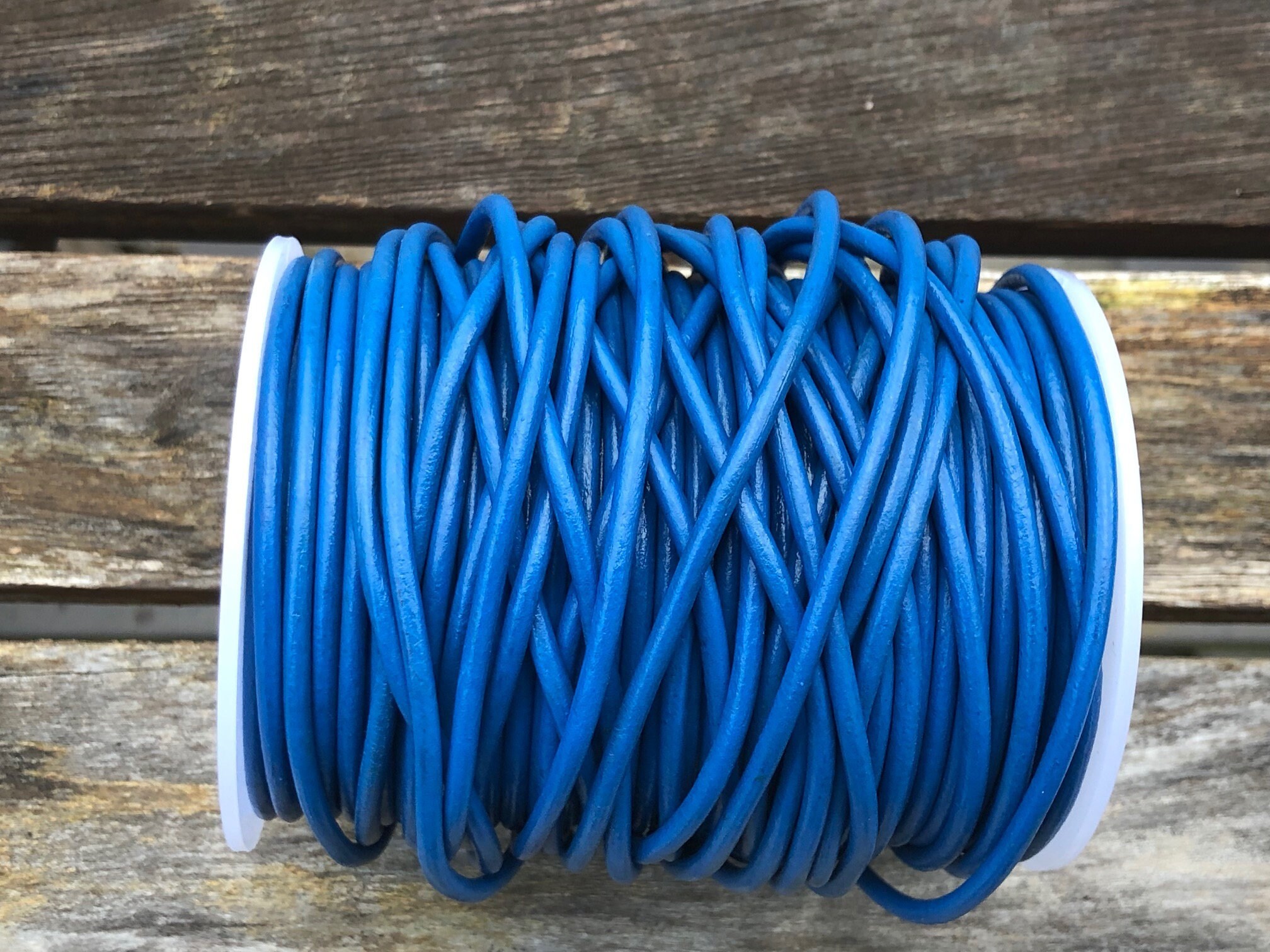 3mm Round Leather Cord Dynamic Blue Premium Indian Leather Cord