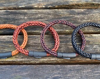 Mens Leather Bracelet, 8mm Premium Square Braided 8 Ply European Leather, Mens Bracelet, Masculine Leather Bracelet, Christmas Gift