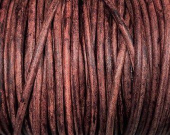 4mm Vintage Rust Red Round Leather Cord Premium Quality 4mm Round Leather Cord  LCR4 - Vintage Rust Red #27