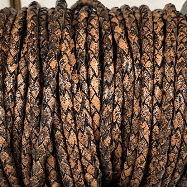 4mm Braided Leather - Summer Harvest - Bolo Braided Leather Cord By The Yard - LCBR4 Summer Harvest #2