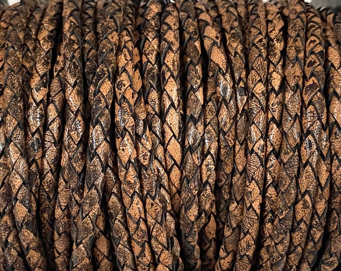 4mm Braided Leather - Summer Harvest - Bolo Braided Leather Cord By The Yard - LCBR4 Summer Harvest #2