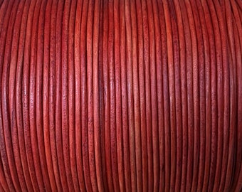 1mm Leather Cord - Natural Red- Premium European Leather Cord - LCR1 -200  #11 Natural Red