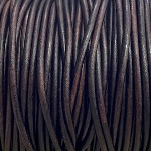 3mm Round Leather Cord - Natural Dark Brown - 3mm Premium Dark Brown Round Leather Cord LCR3 - Natural Dark Brown #60