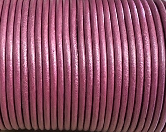 1.5mm Round Leather Cord, Metallic Pink, By The Yard Genuine Indian Leather  - LCR1.5 - Metallic Pink #86
