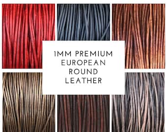 1mm Round Leather Cord - 28 Colors - Premium European 1mm Leather Cord - LCR1 -200