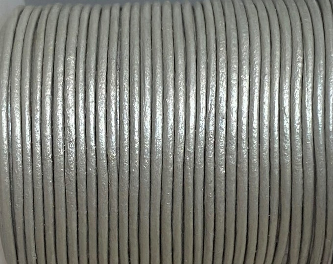 1mm Leather Cord - Metallic Gray - Premium European Leather Cord - LCR1 - 200 #9 Metallic Gray
