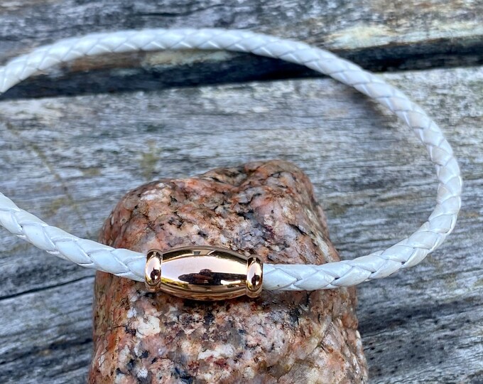 3mm Leather Bracelet Using Premium European Pearl Metallic Braided Leather and a Super Strong Rose Gold Magnetic Clasp CS-29a