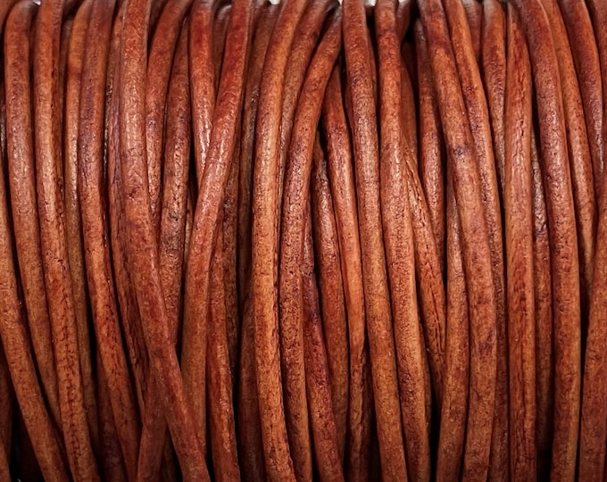 1.5mm Round Leather Cord, Vintage Paprika, Premium Leather Cord - 1.5mm Vintage Paprika #104