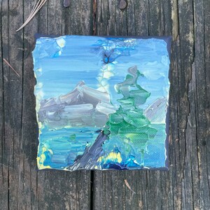 Original abstract art, acrylic painting on stretched canvas, ready to hang, one-of-a-kind, tiny art
