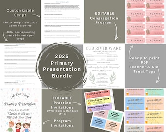 2025 CUSTOMIZABLE Primary Program Script Bundle - Doctrine & Covenants CUSTOMIZABLE Script, Invitations, Treat Tags, Congregation Program