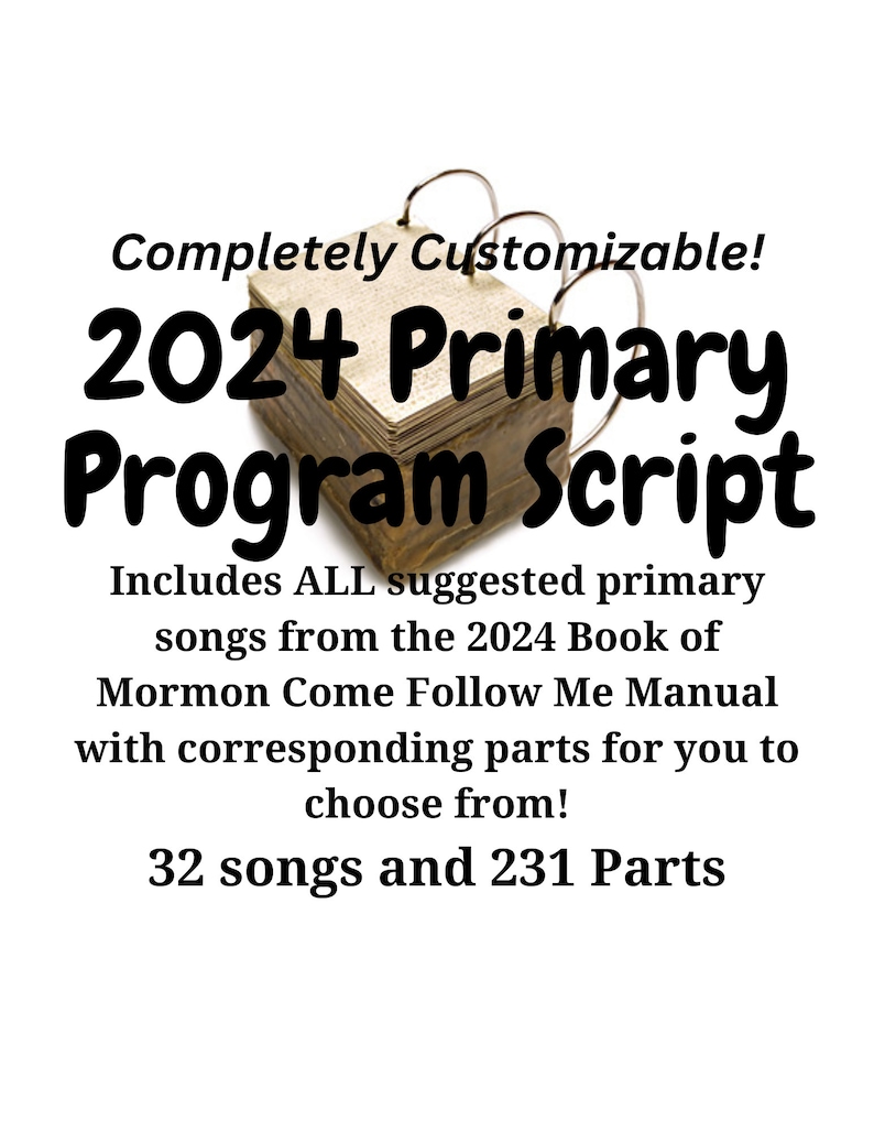 2024 CUSTOMIZABLE Primary Program Script Come Follow Me Book of Mormon LDS Primary Presentation image 1