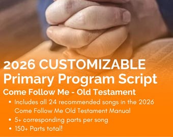 2026 ANPASSBARES Primärprogramm Script- Komm, Folge mir, Altes Testament, Heiliger der Letzten Tage (LDS) Primäre Präsentation