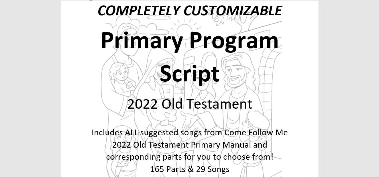 CUSTOMIZABLE Primary Program Script 2022 Come Follow Me Old Etsy