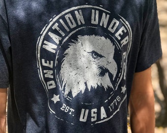 Patriotic T-Shirt for Men (One Nation Under God) Pro-American Shirt, Vintage Patriotic Graphic Tee