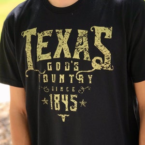 Texas TShirt for Men // God&#39;s Country // Texas Shirt for Men // Vintage Texas Shirt // Texas Gift for Men